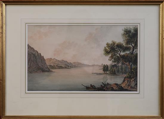 Franz Kaisermann (1765-1833) Fishermen in a river landscape 8 x 13in.